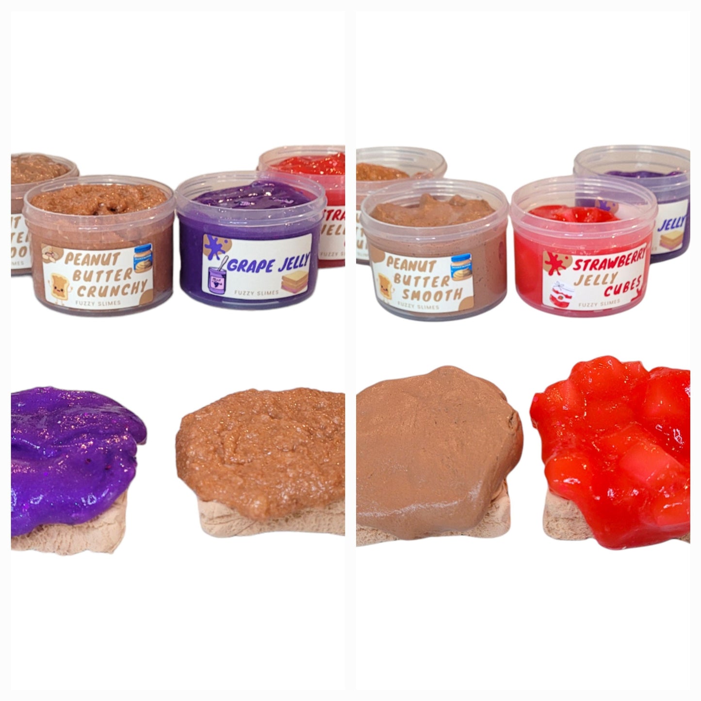 Peanut butter and jelly slime ~ you choose textures, butter, snow fizz, jelly~fuzzy slimes~ strawberry grape peanut butter scent