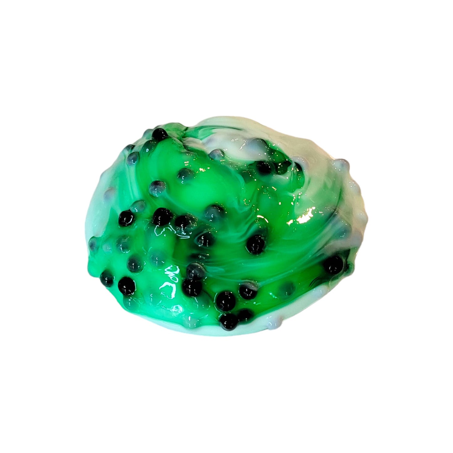 Matcha Boba slime, thick and glossy, clear, Boba beads ~ fuzzy slimes ~ plant scent