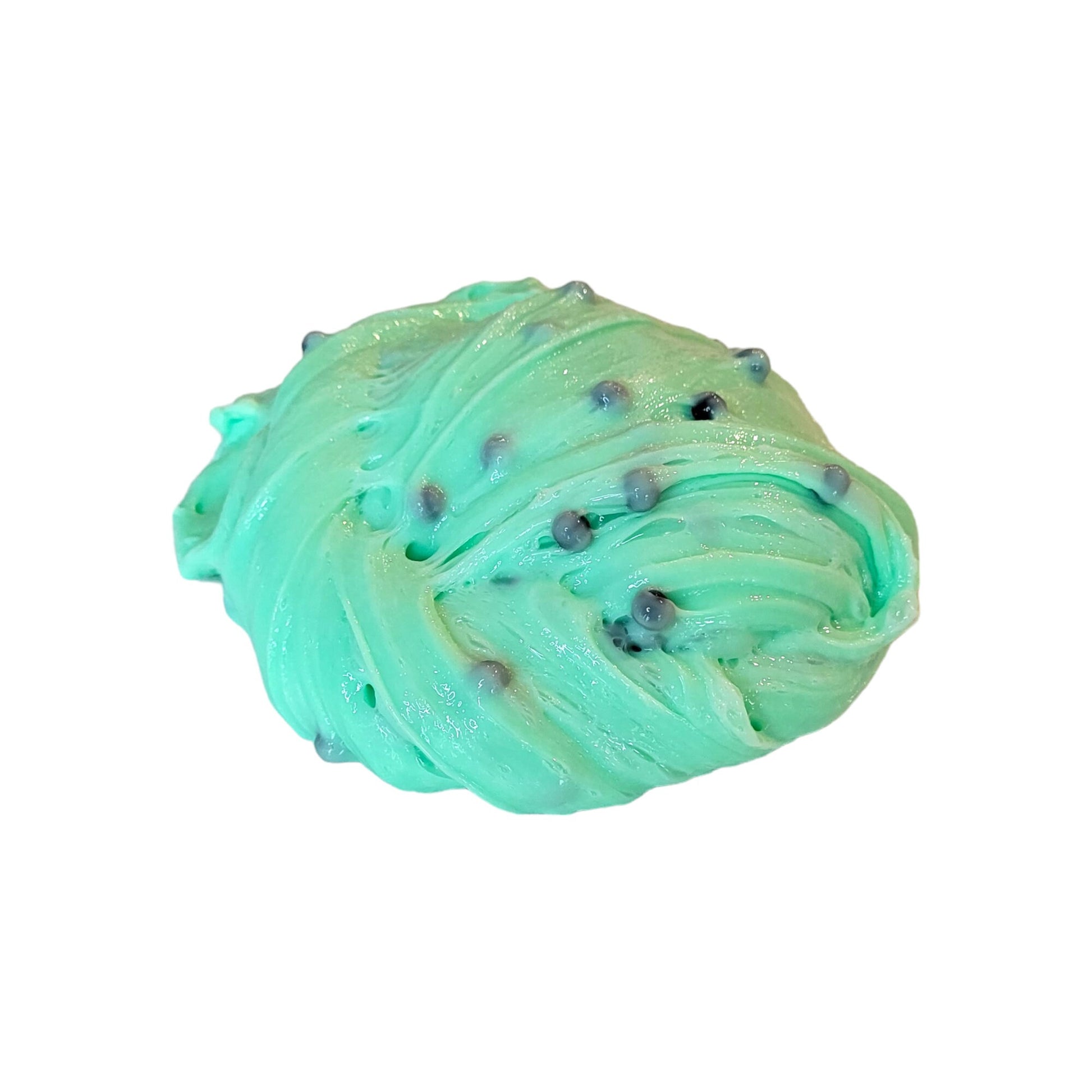 Matcha Boba slime, thick and glossy, clear, Boba beads ~ fuzzy slimes ~ plant scent