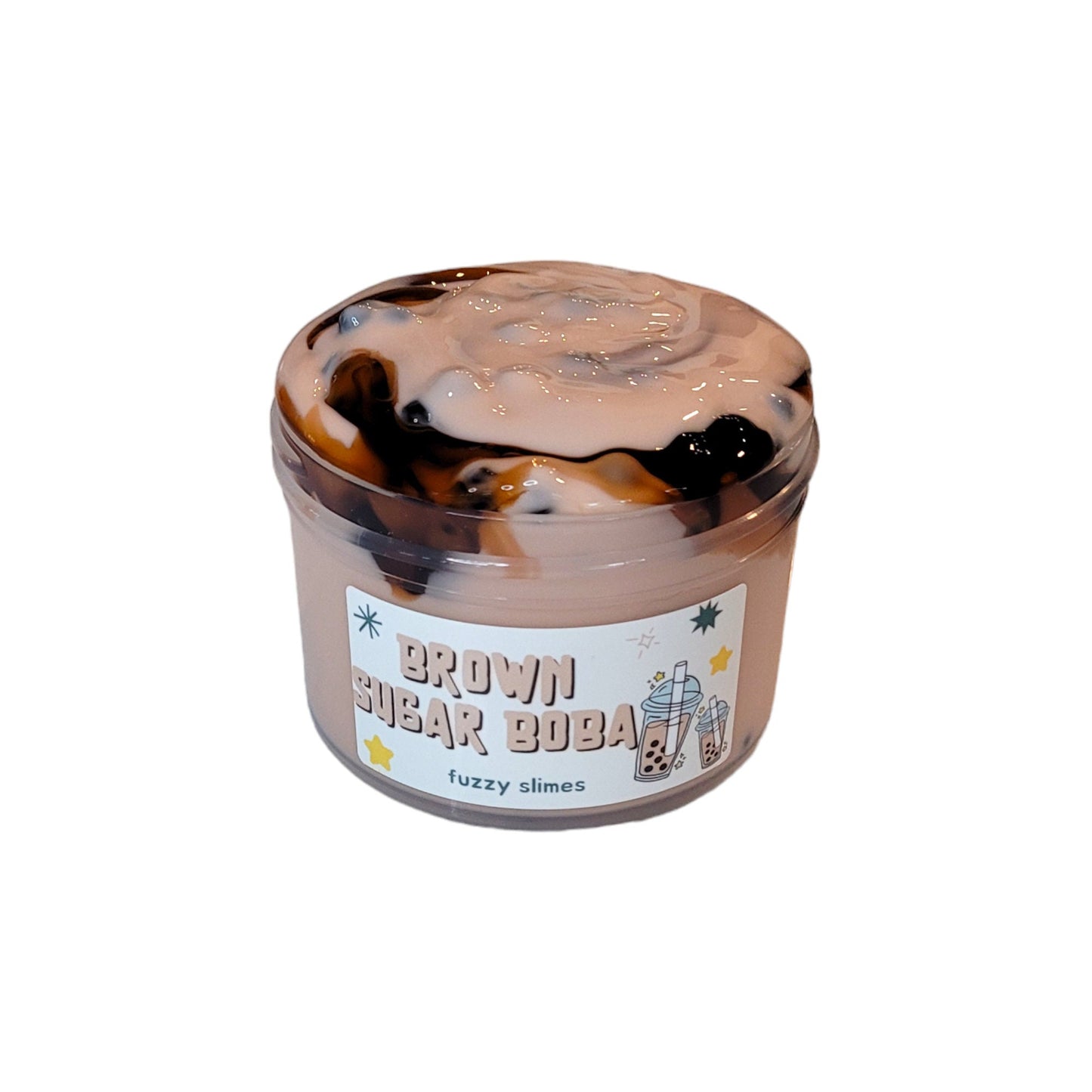 Brown Sugar Boba slime, thick and glossy, clear, Boba beads ~ fuzzy slimes ~ brown sugar scent