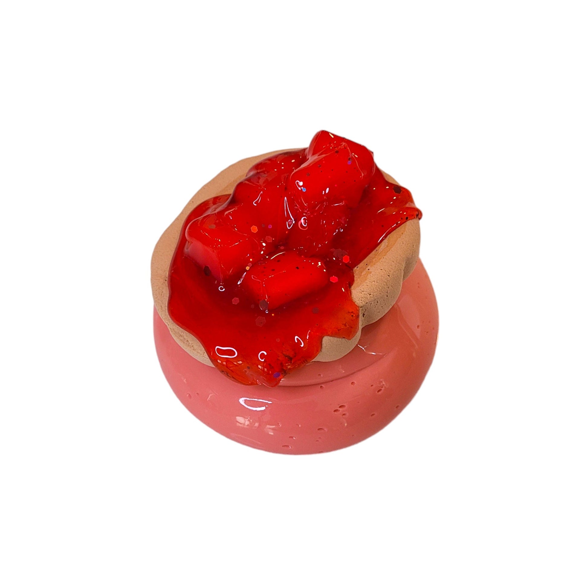 cherry tarte slime, thick and glossy, clay, diy, sponge jelly cube clear drizzle~ fuzzy slimes ~ cherry scented