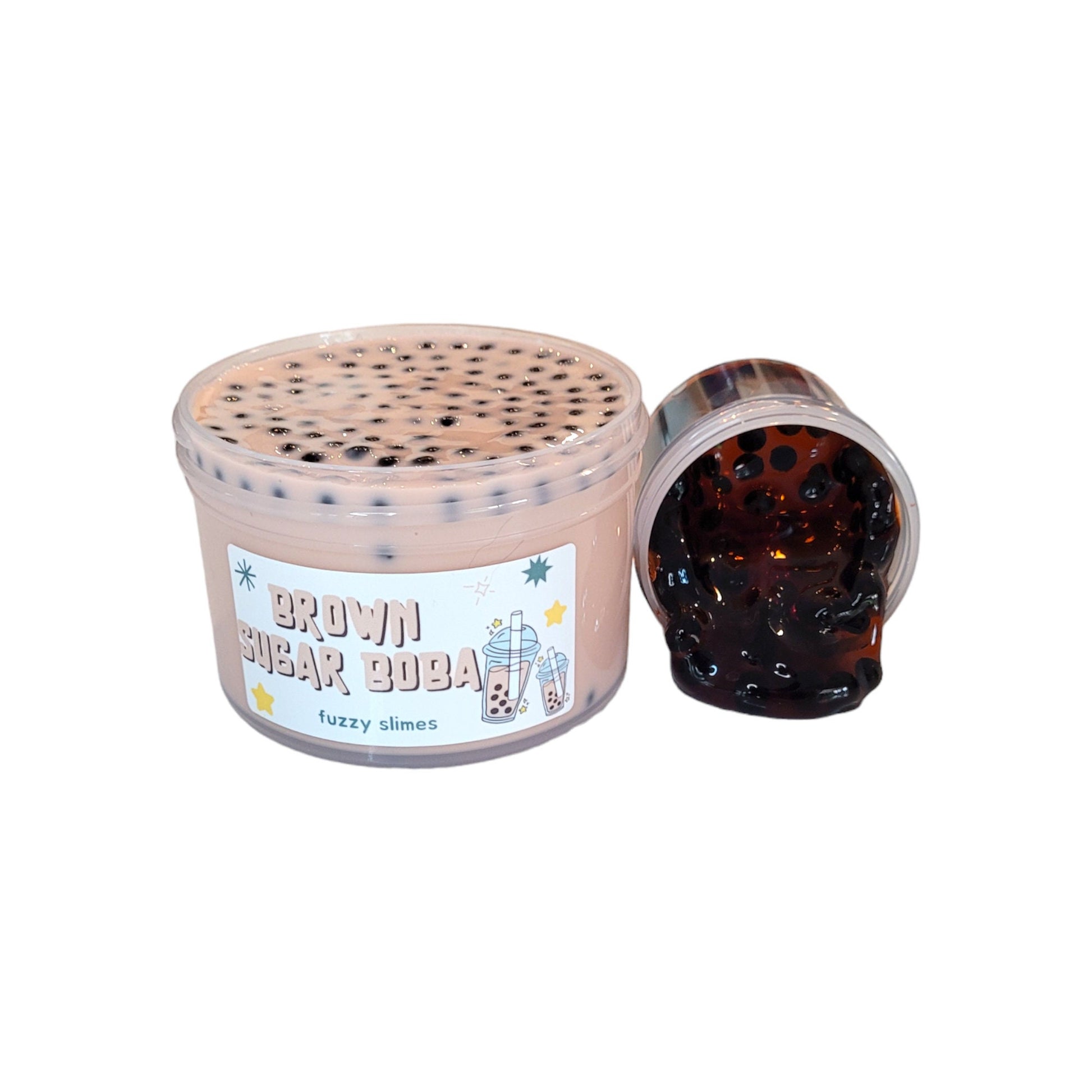 Brown Sugar Boba slime, thick and glossy, clear, Boba beads ~ fuzzy slimes ~ brown sugar scent