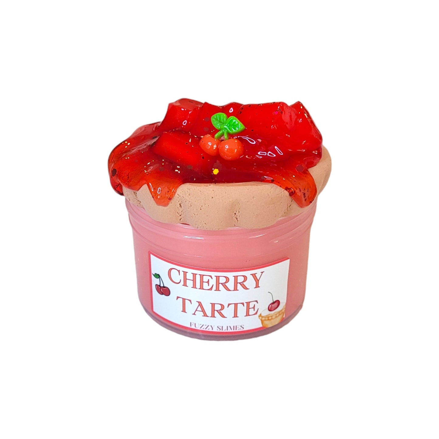 cherry tarte slime, thick and glossy, clay, diy, sponge jelly cube clear drizzle~ fuzzy slimes ~ cherry scented