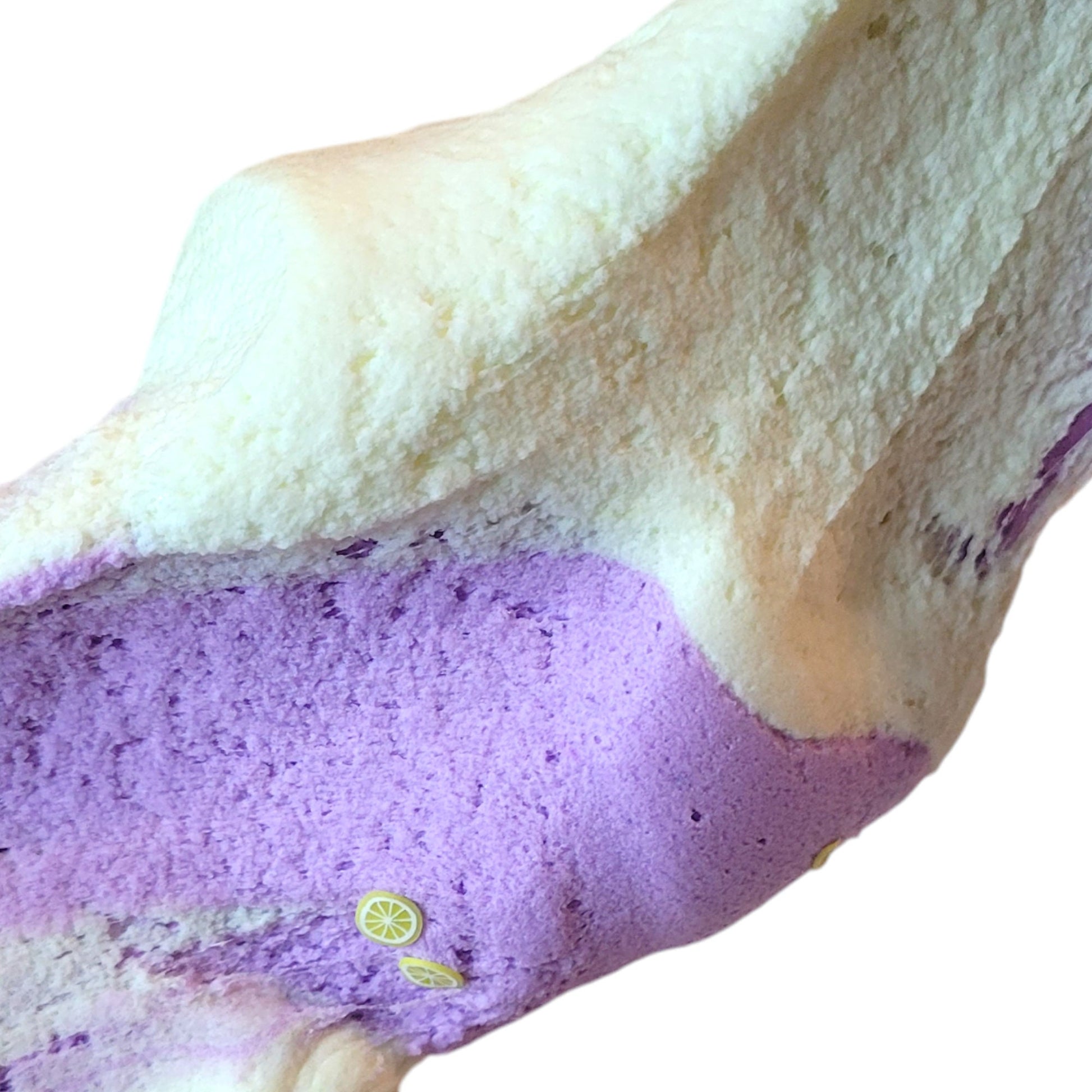 lemon lavender ice cream slime, fuzzy slimes, lemon and lavender scent