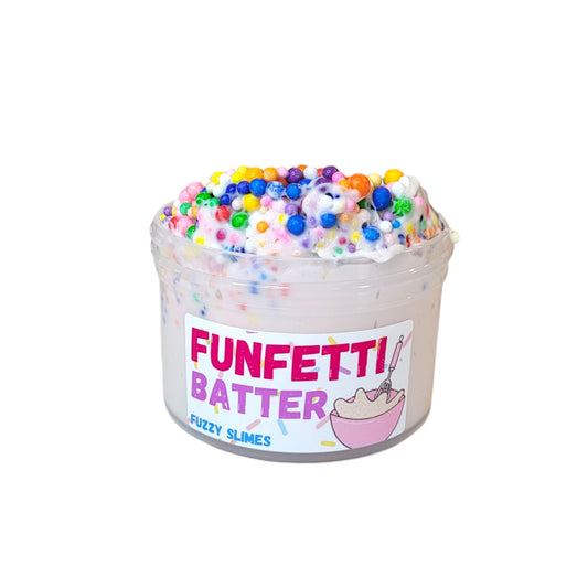 Funfetti batter floam slime, Fuzzy slimes, cake batter scented