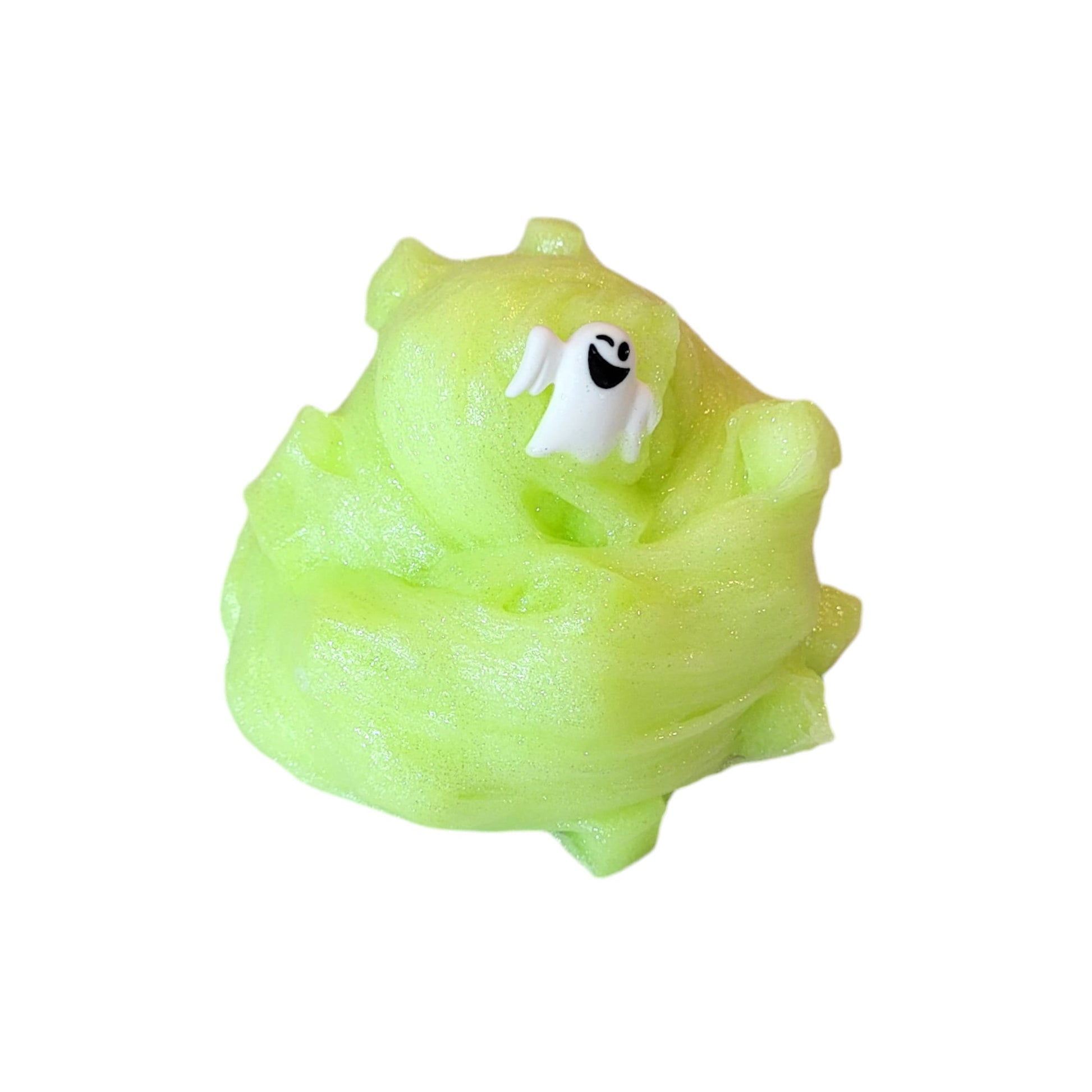 ghost plasma jelly cube slime, Fuzzy Slimes, green apple scented