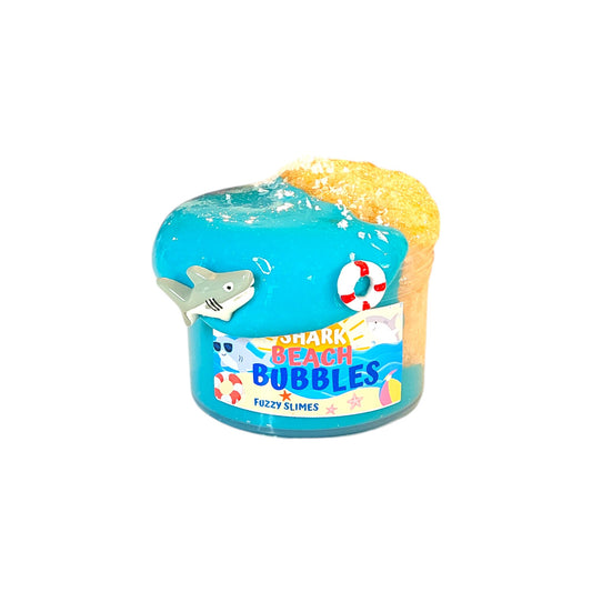 Shark Beach Bubbles thick and glossy, snow fizz slime, Fuzzy Slimes, coconut lime scented