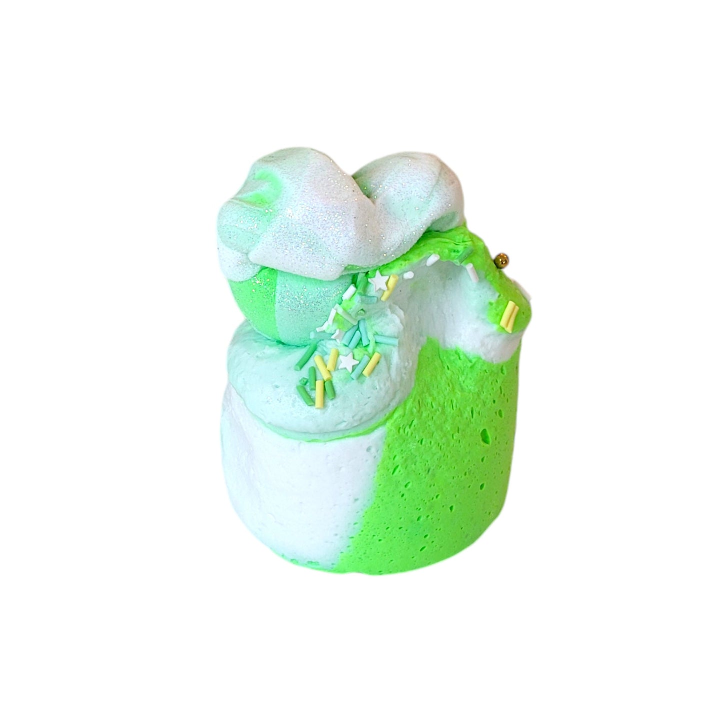 Mummy Monster snow butter diy clay slime, Fuzzy Slimes, green apple scented