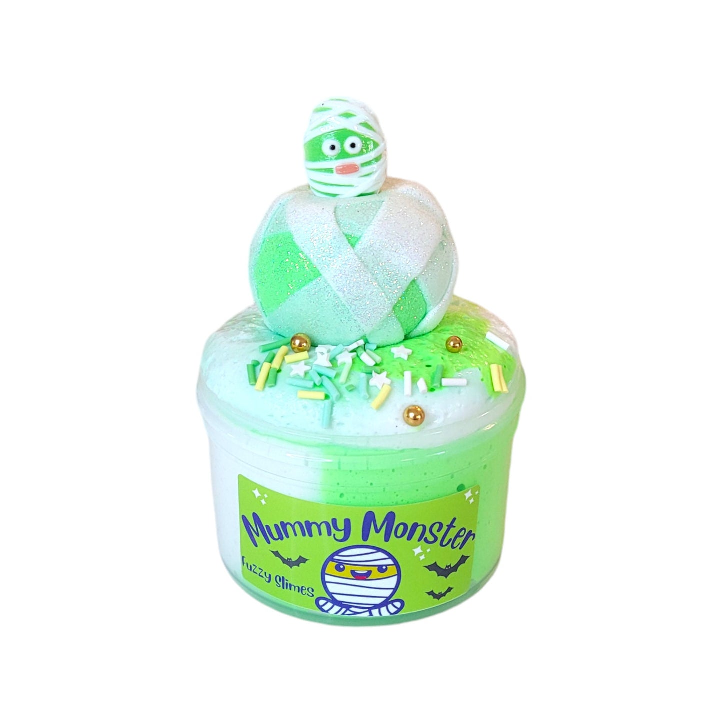 Mummy Monster snow butter diy clay slime, Fuzzy Slimes, green apple scented