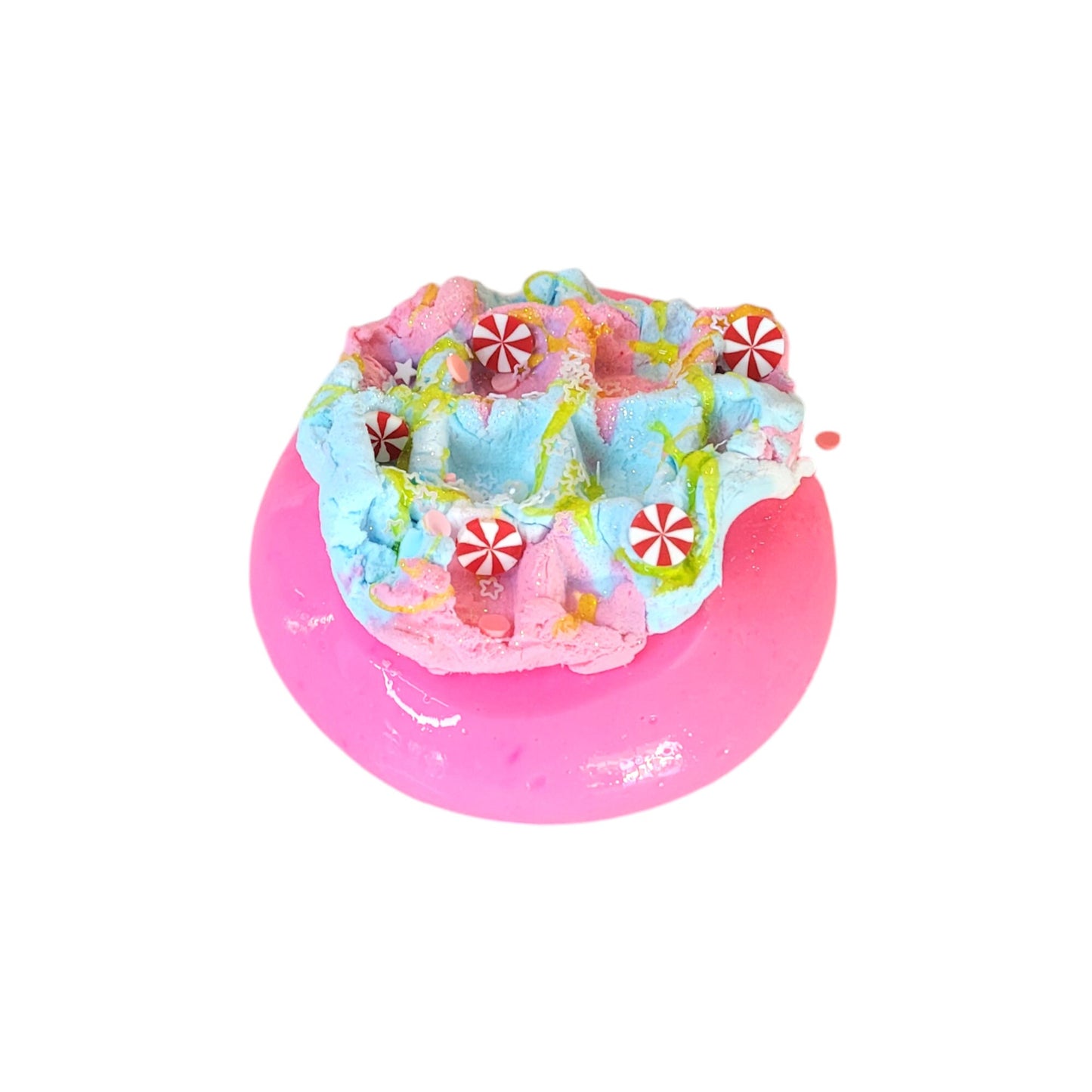 Wonderland waffle, thick and glossy diy clay slime with drizzle, Fuzzy Slimes, cotton candy scent