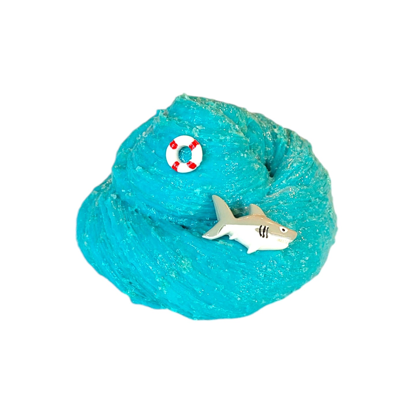 Shark Beach Bubbles thick and glossy, snow fizz slime, Fuzzy Slimes, coconut lime scented