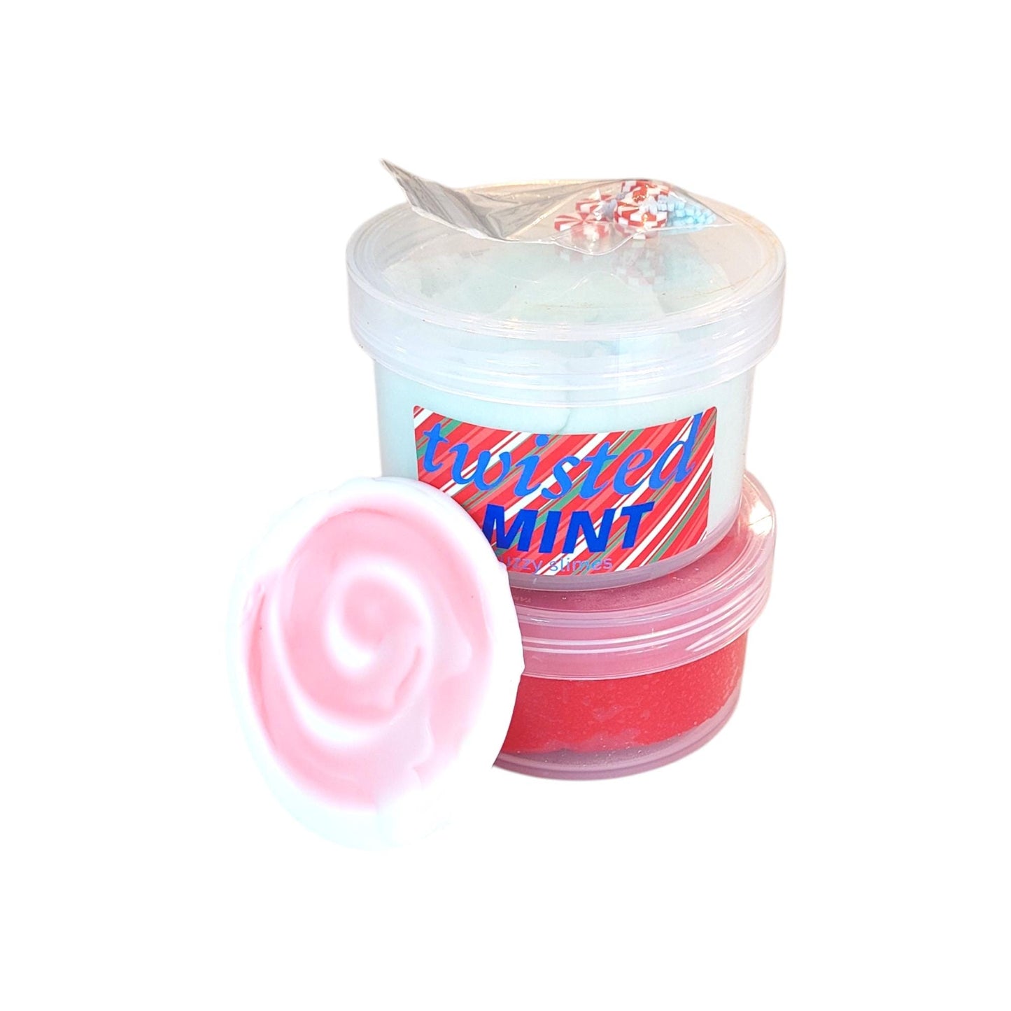 Twisted Mint cloud icee wax clay diy slime, Fuzzy Slimes, peppermint scented