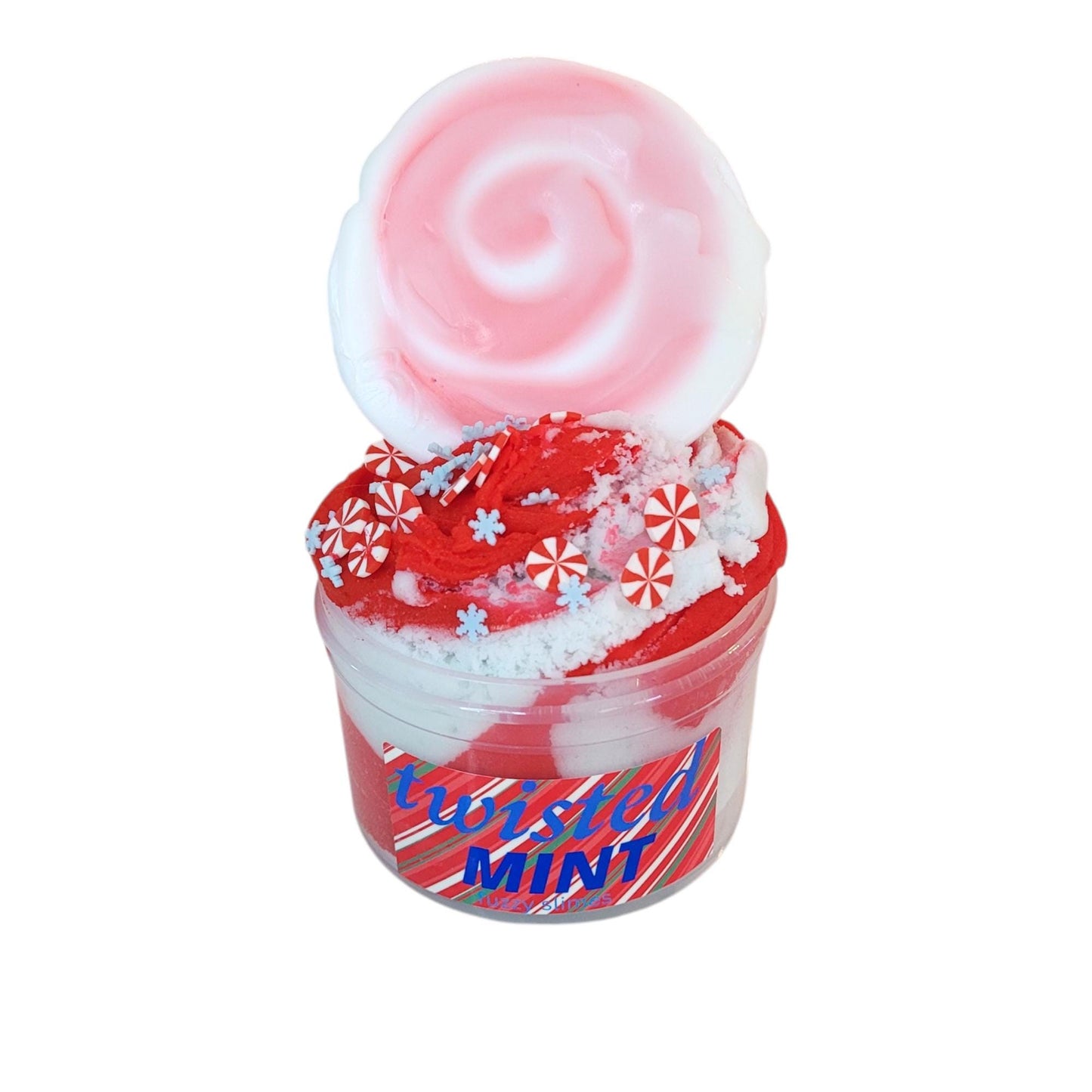 Twisted Mint cloud icee wax clay diy slime, Fuzzy Slimes, peppermint scented