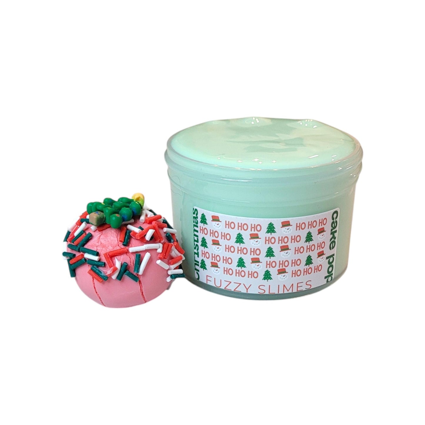 Christmas Cake Pop thick n glossy, clay piece with wax, slime, fuzzy slimes, candy cane scent