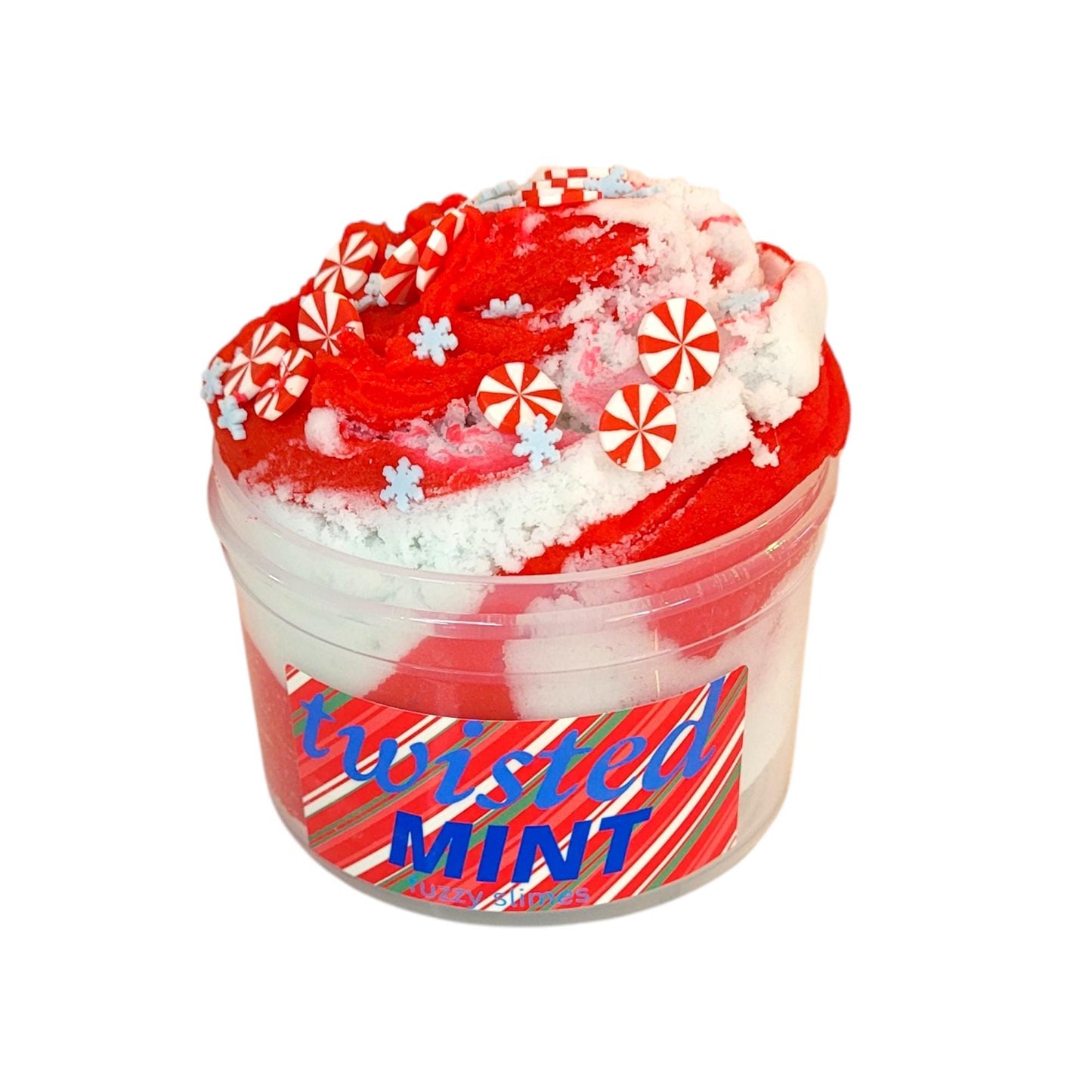 Twisted Mint cloud icee wax clay diy slime, Fuzzy Slimes, peppermint scented