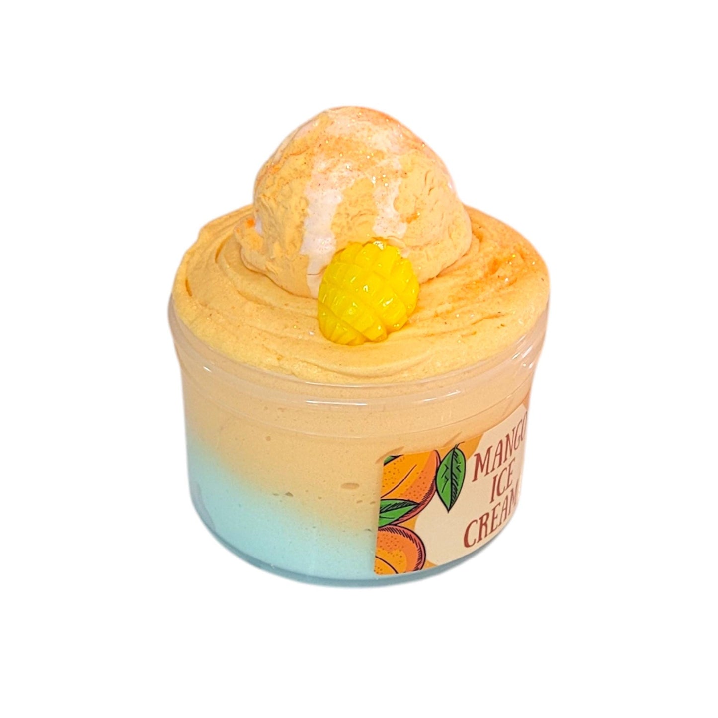 Mango Ice Cream and wax clay diy slime, Fuzzy slimes, mango scented