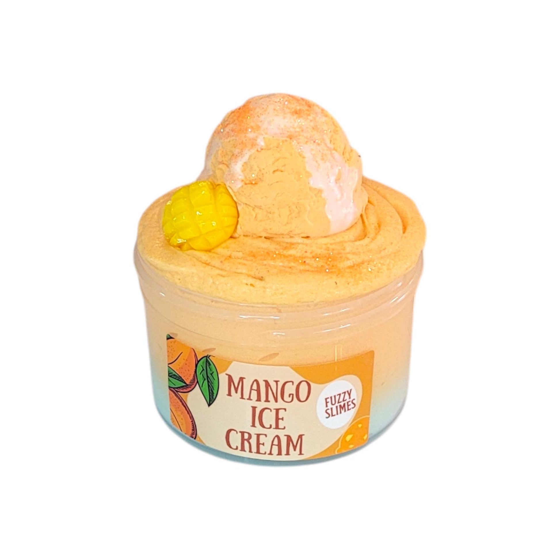 Mango Ice Cream and wax clay diy slime, Fuzzy slimes, mango scented