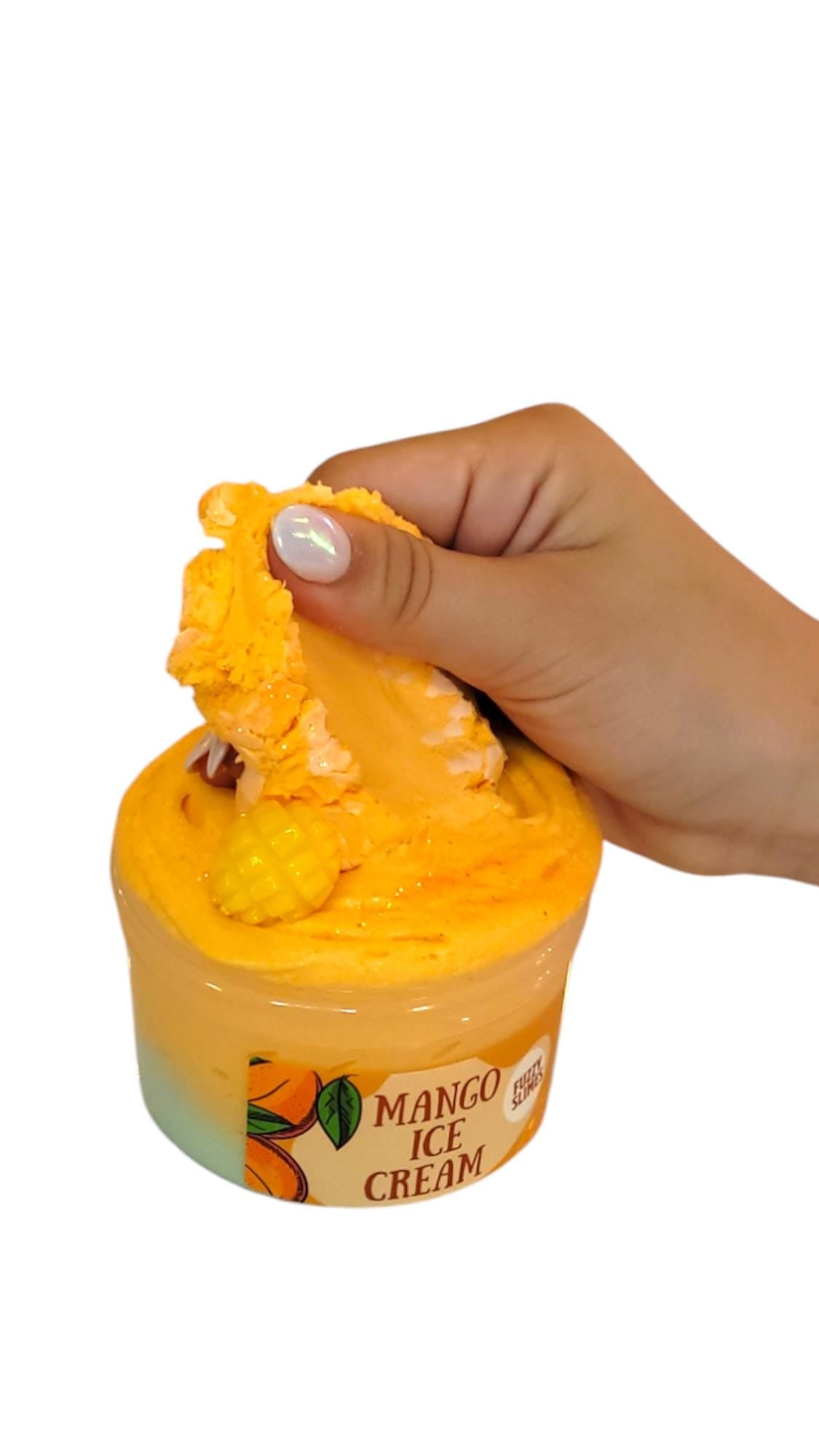 Mango Ice Cream and wax clay diy slime, Fuzzy slimes, mango scented