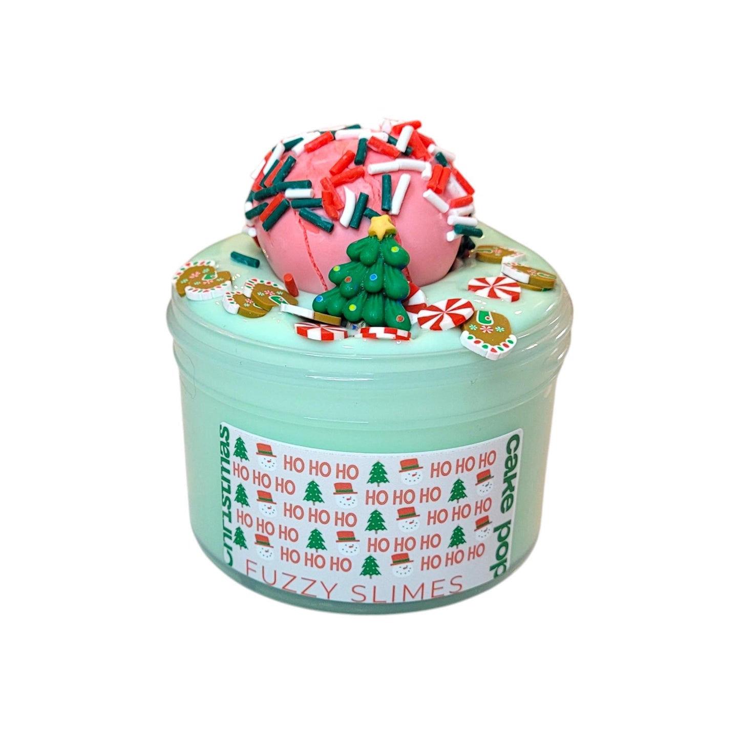 Christmas Cake Pop thick n glossy, clay piece with wax, slime, fuzzy slimes, candy cane scent