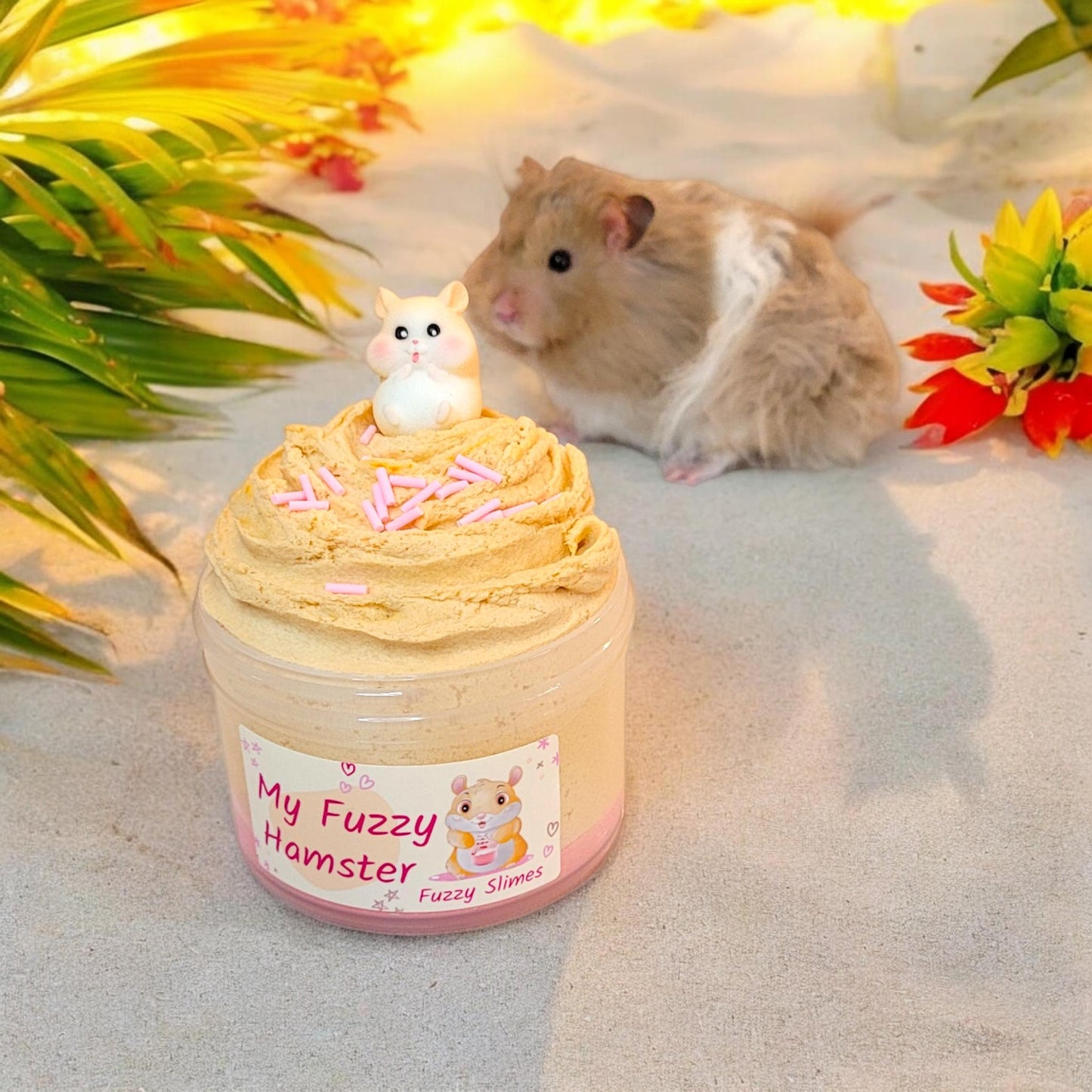 My fuzzy hamster memory dough slime, Fuzzy Slimes, strawberry and mango scented