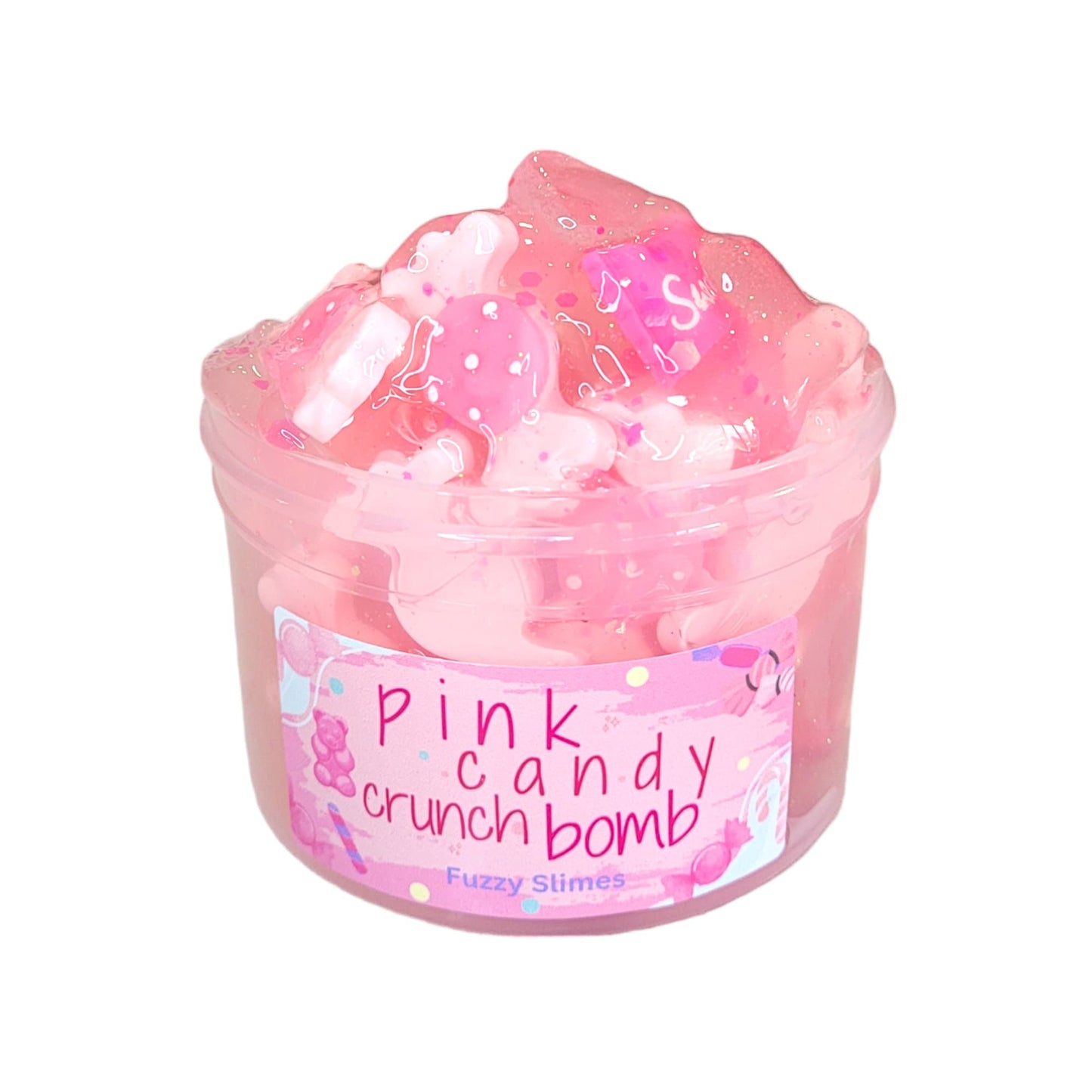 Pink candy crunchbomb charm slime: light candy scent