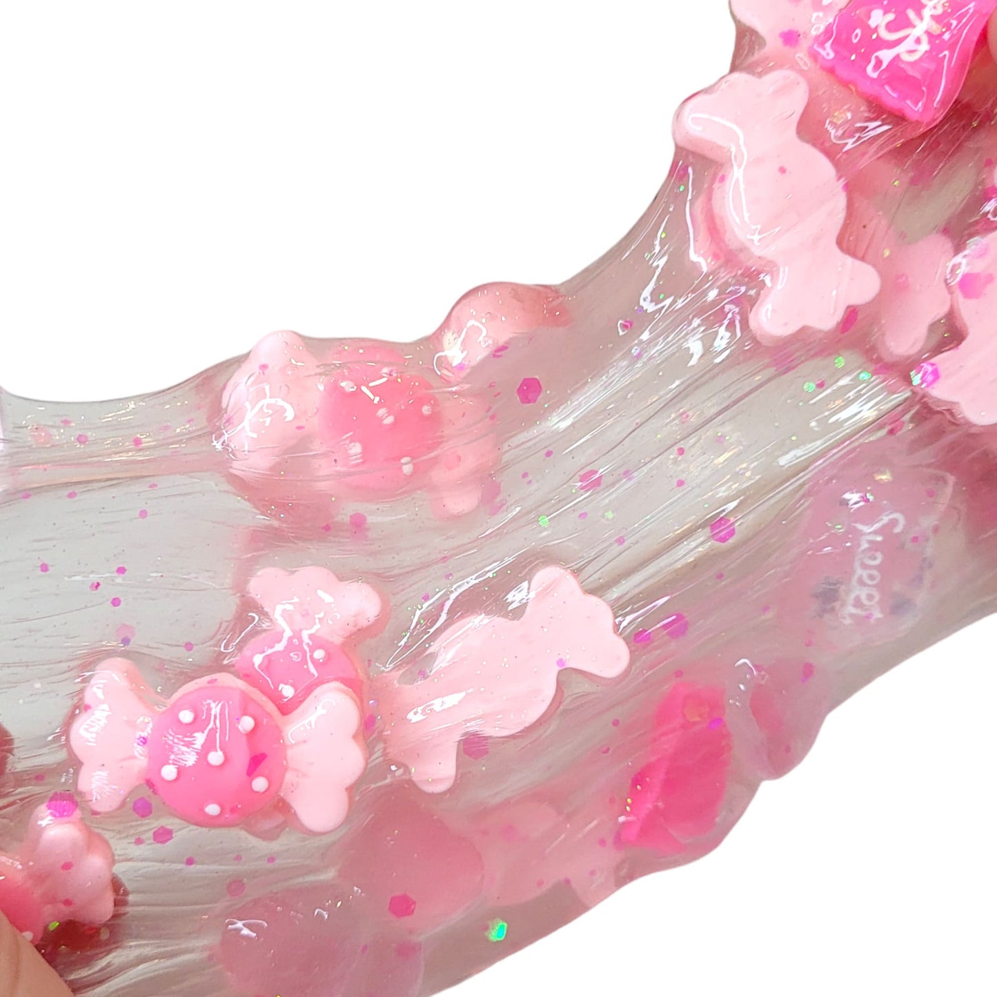 Pink candy crunchbomb charm slime: light candy scent